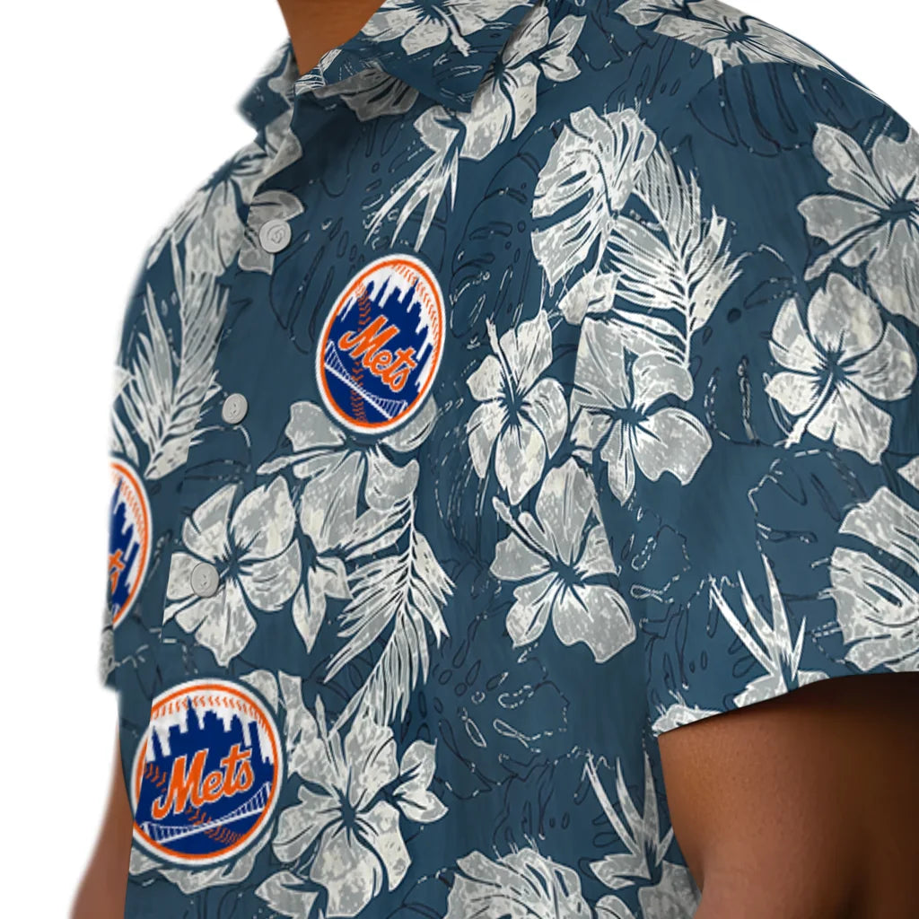 New York Mets Hawaiian Shirt - Hibiscus Flowers | Moonbestprint