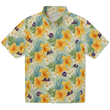 New York Mets Hawaiian Shirt - Hibiscus Mood | Moonbestprint