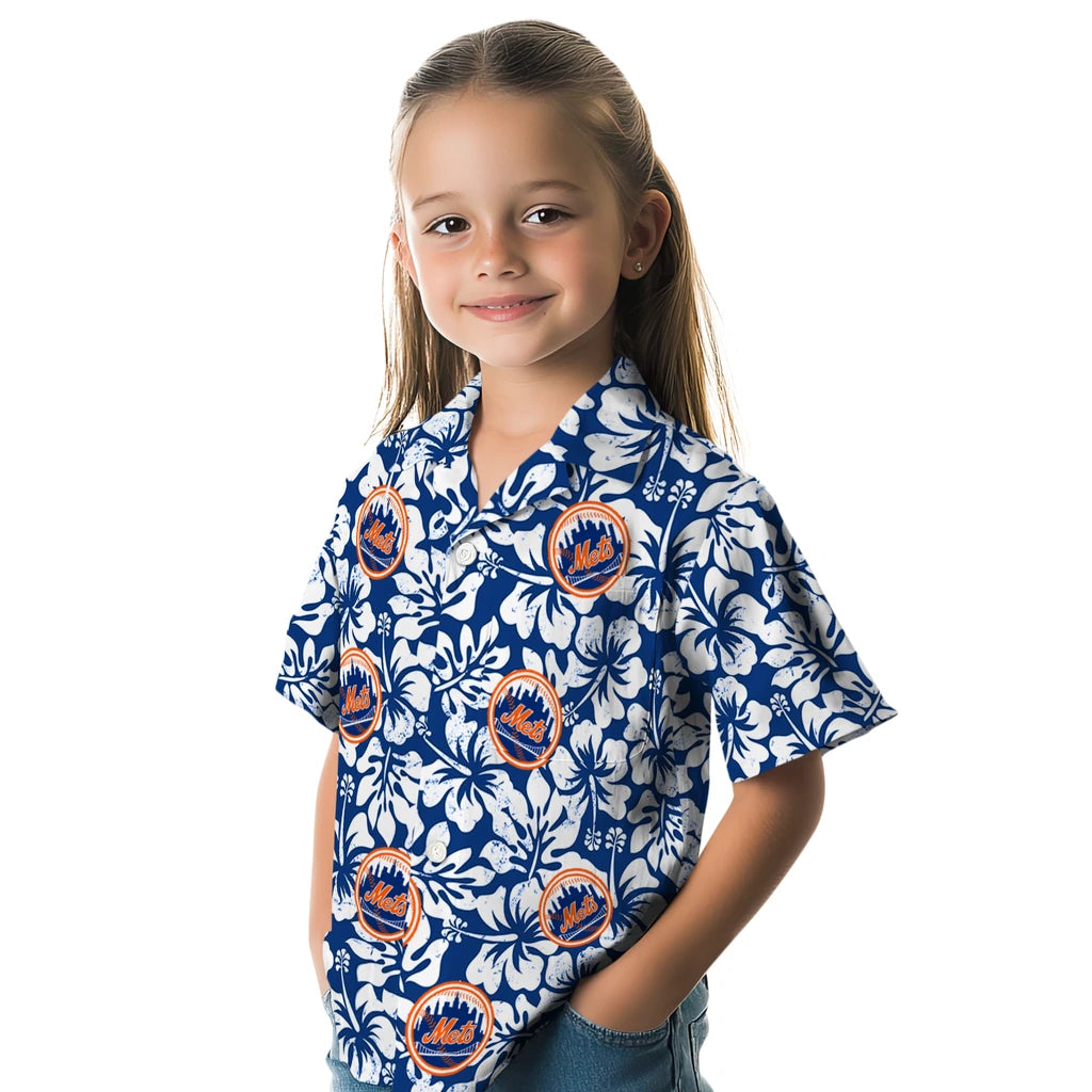 New York Mets Hawaiian Shirt - Hibiscus Motif | Moonbestprint