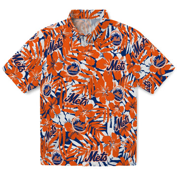 New York Mets Hawaiian Shirt - Hibiscus Overlay | Moonbestprint