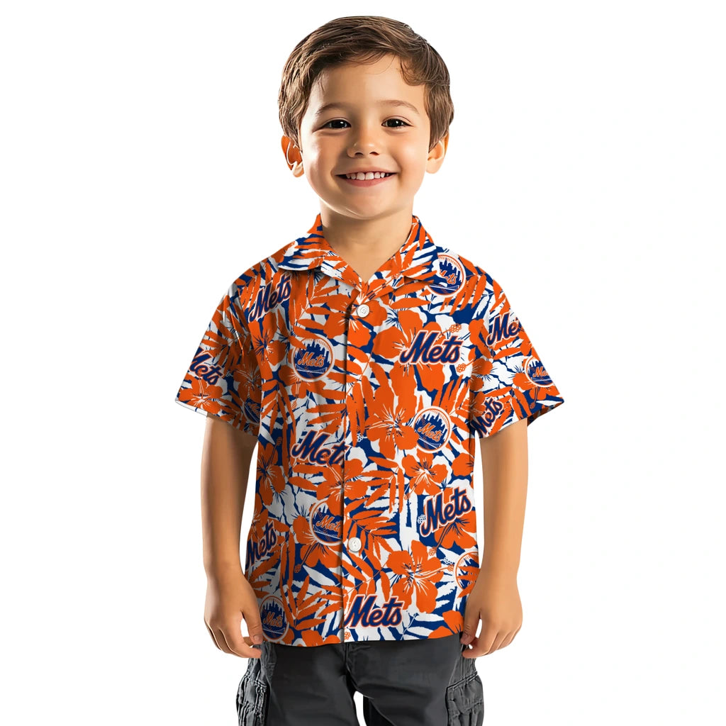 New York Mets Hawaiian Shirt - Hibiscus Overlay | Moonbestprint