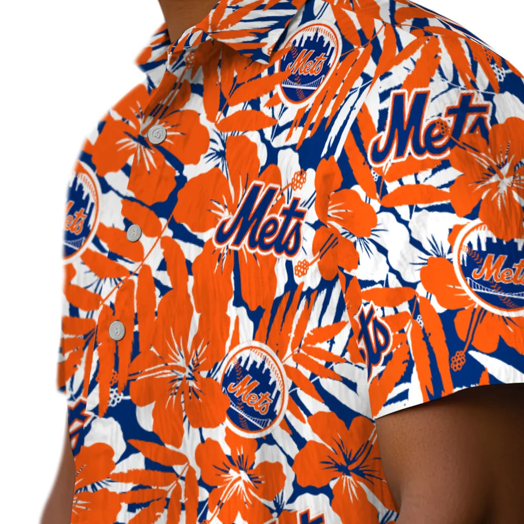 New York Mets Hawaiian Shirt - Hibiscus Overlay | Moonbestprint