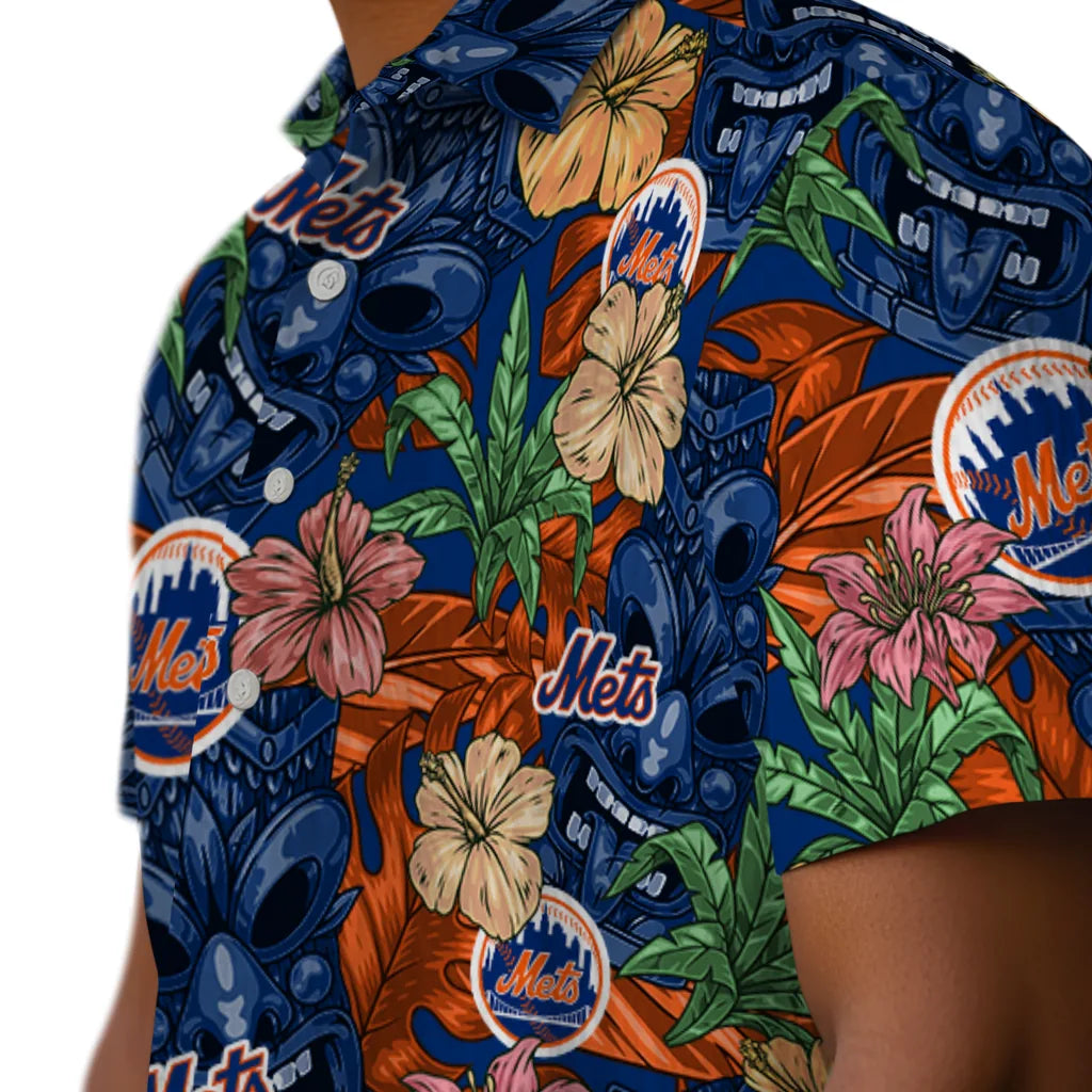 New York Mets Hawaiian Shirt - Hibiscus Tiki Jungle | Moonbestprint