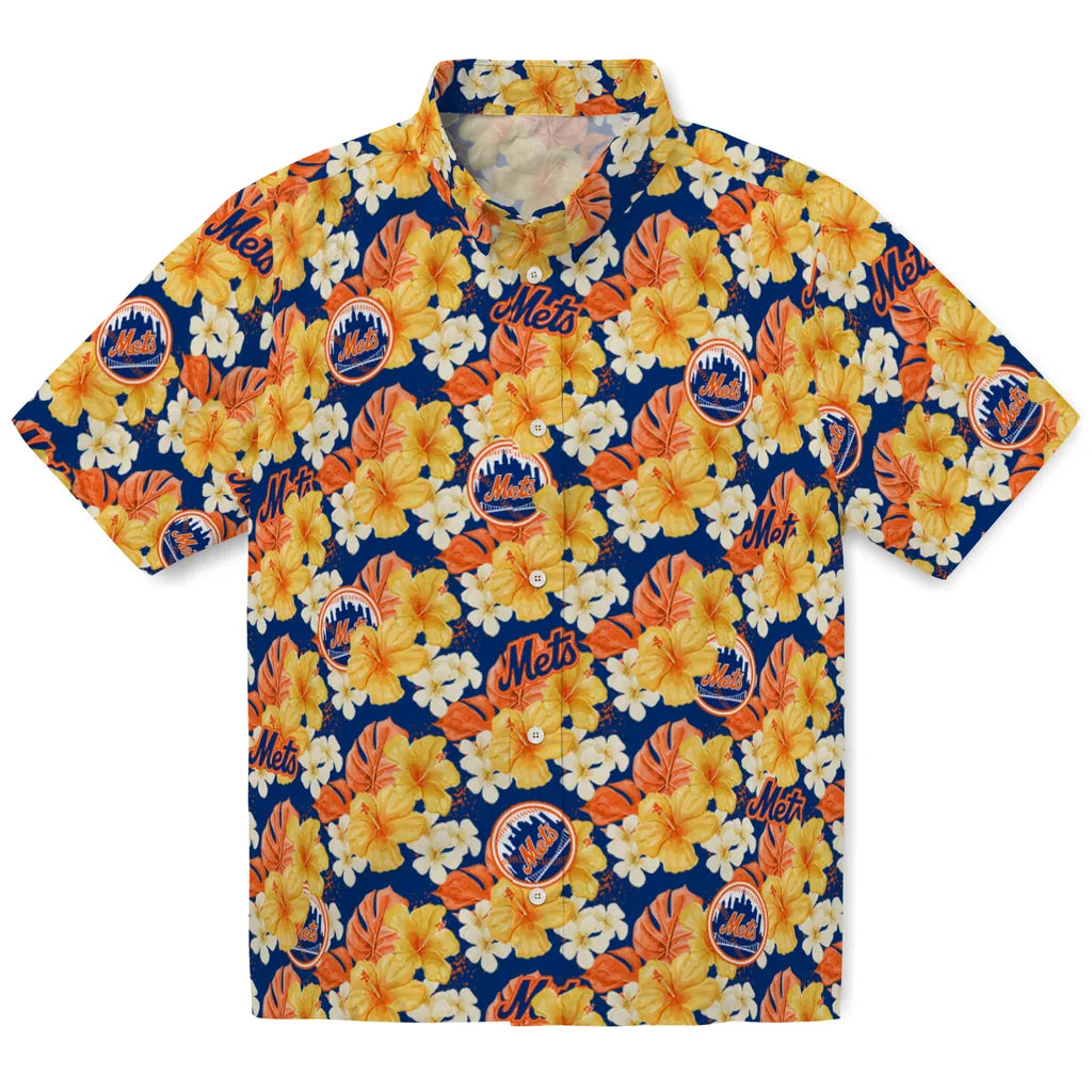 New York Mets Hawaiian Shirt - Hibiscus Tropics | Moonbestprint