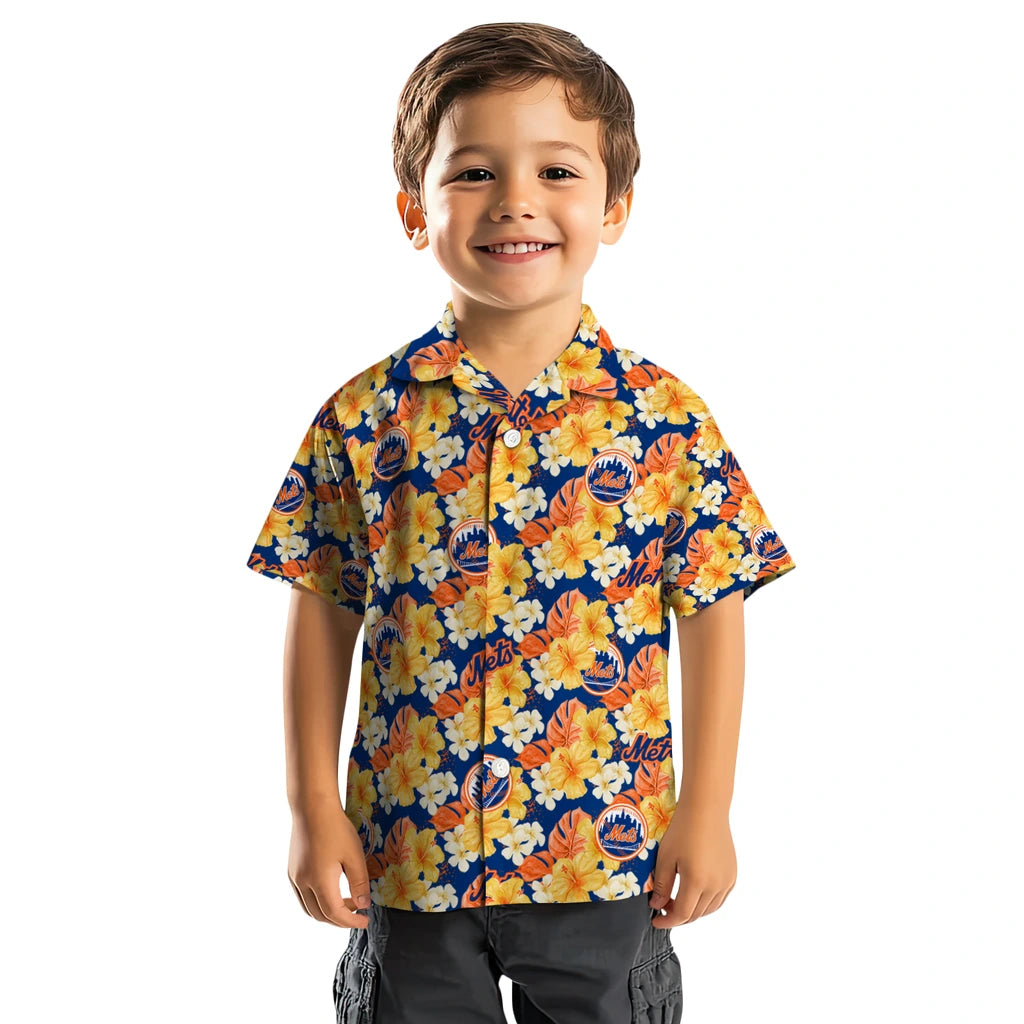 New York Mets Hawaiian Shirt - Hibiscus Tropics | Moonbestprint