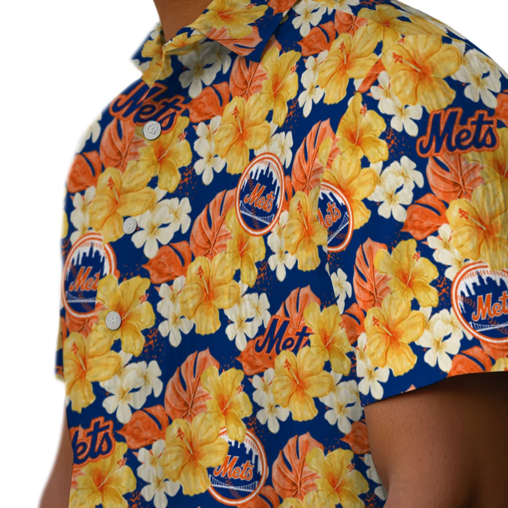 New York Mets Hawaiian Shirt - Hibiscus Tropics | Moonbestprint
