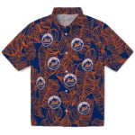 New York Mets Hawaiian Shirt - Leaf Outline | Moonbestprint