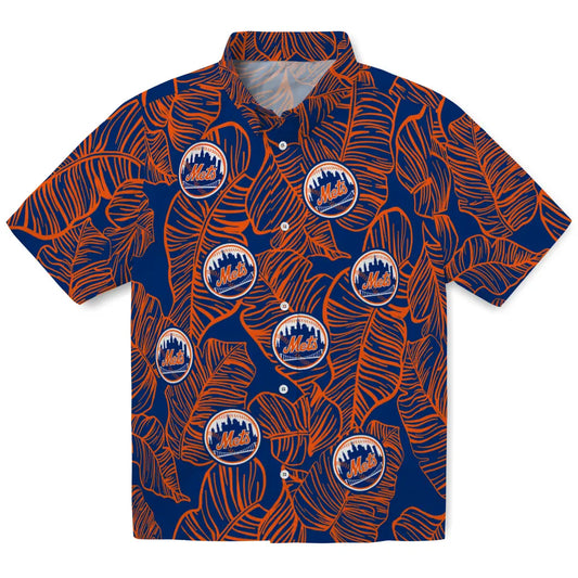 New York Mets Hawaiian Shirt - Leaf Outline | Moonbestprint