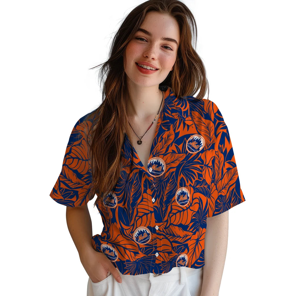New York Mets Hawaiian Shirt - Monstera Layer | Moonbestprint