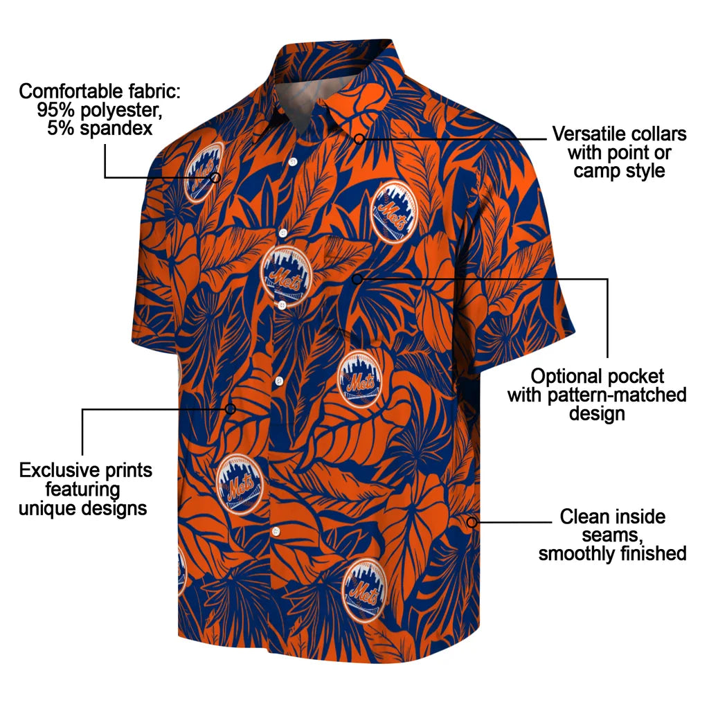 New York Mets Hawaiian Shirt - Monstera Layer | Moonbestprint