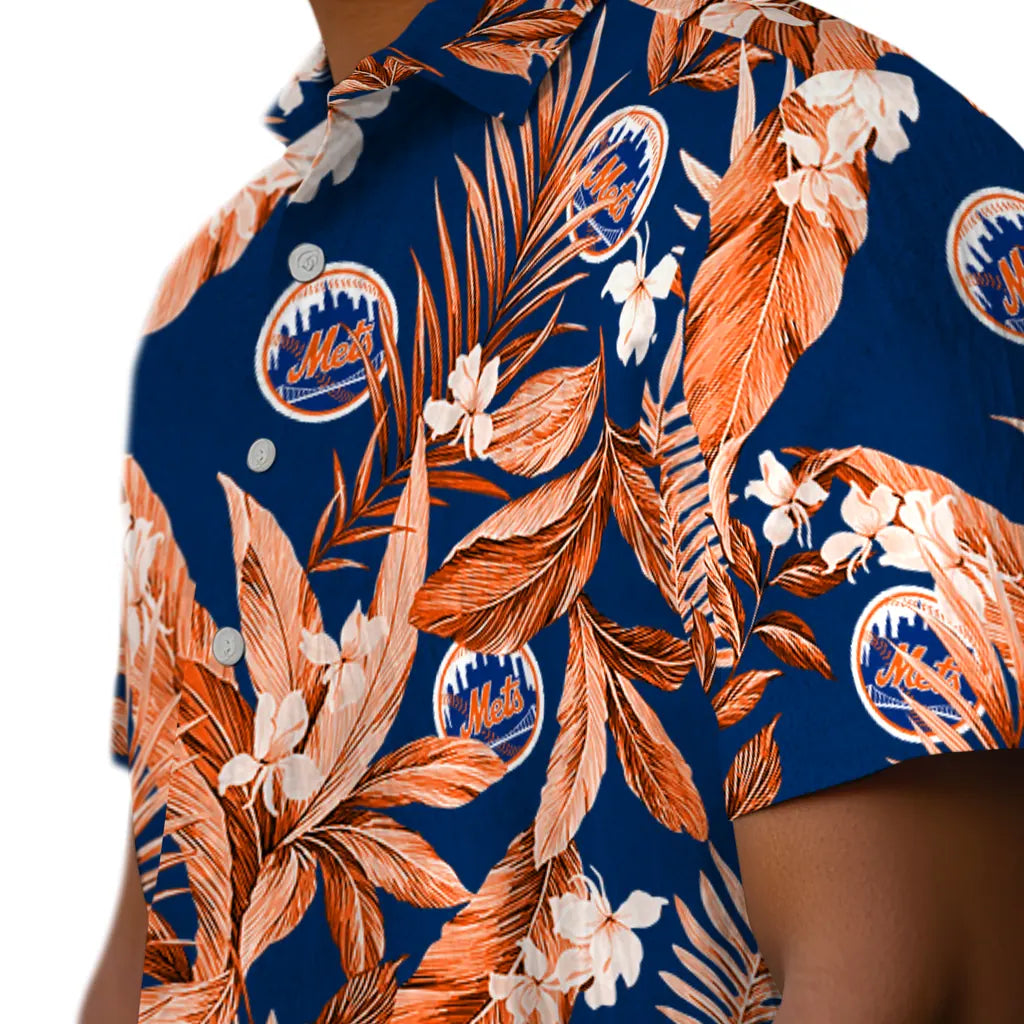 New York Mets Hawaiian Shirt - Palm Leaves | Moonbestprint