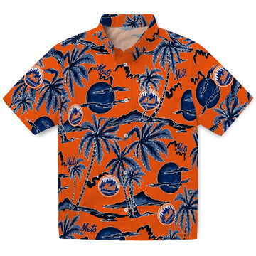 New York Mets Hawaiian Shirt - Palm Sunset | Moonbestprint