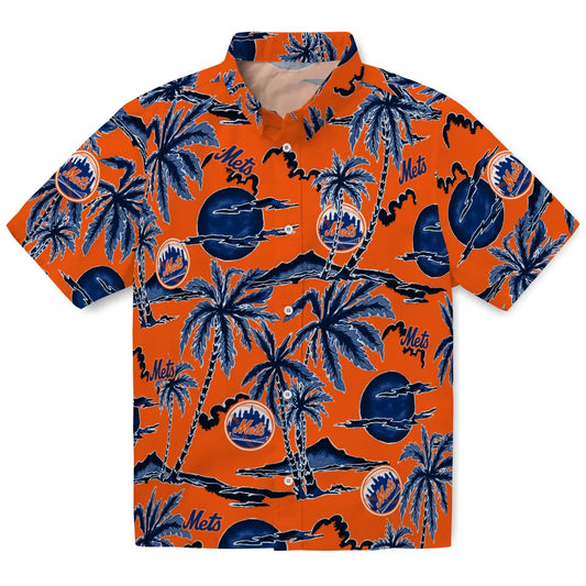 New York Mets Hawaiian Shirt - Palm Sunset | Moonbestprint