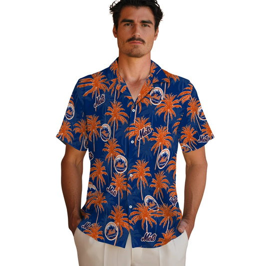New York Mets Hawaiian Shirt - Palm Tree Motif | Moonbestprint
