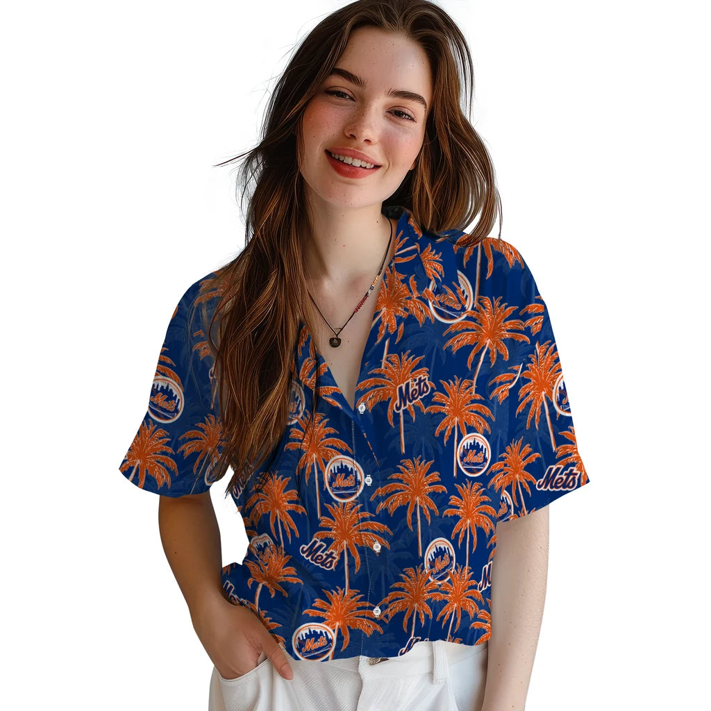 New York Mets Hawaiian Shirt - Palm Tree Motif | Moonbestprint