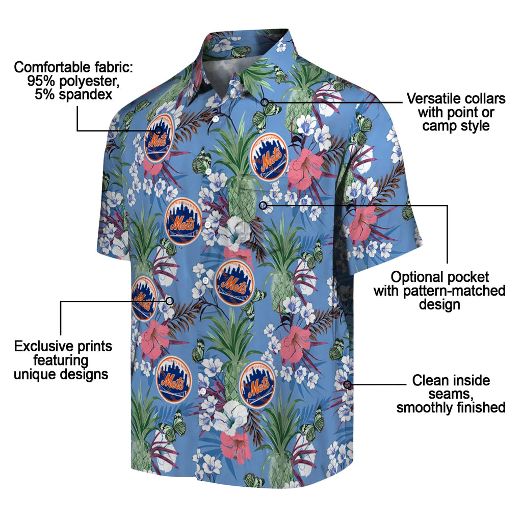 New York Mets Hawaiian Shirt - Pineapple Bouquet | Moonbestprint