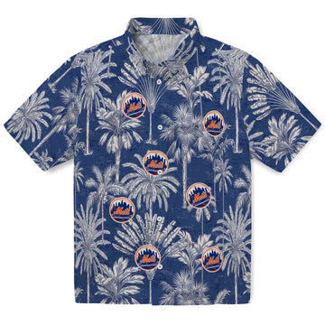 New York Mets Hawaiian Shirt - Vintage Palm Tree | Moonbestprint