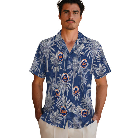 New York Mets Hawaiian Shirt - Vintage Palm Tree | Moonbestprint