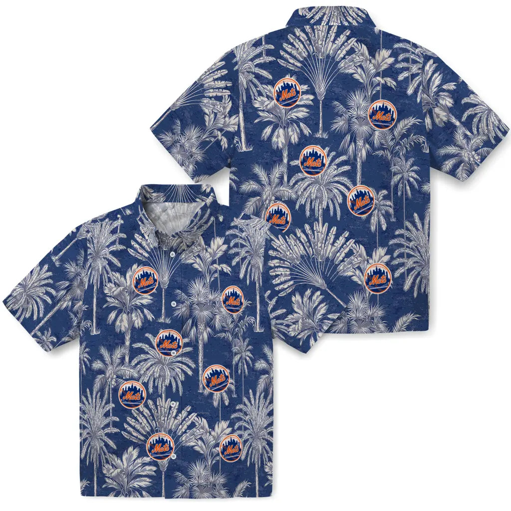 New York Mets Hawaiian Shirt - Vintage Palm Tree | Moonbestprint