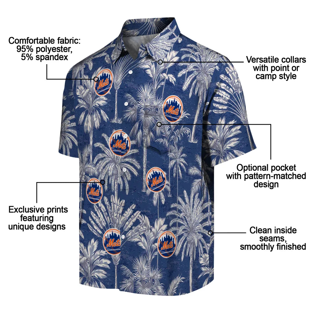 New York Mets Hawaiian Shirt - Vintage Palm Tree | Moonbestprint