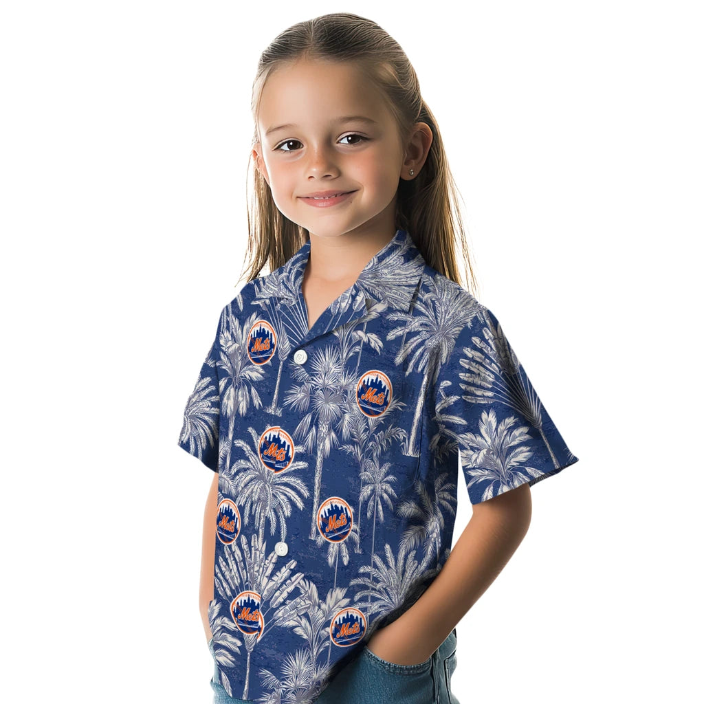 New York Mets Hawaiian Shirt - Vintage Palm Tree | Moonbestprint