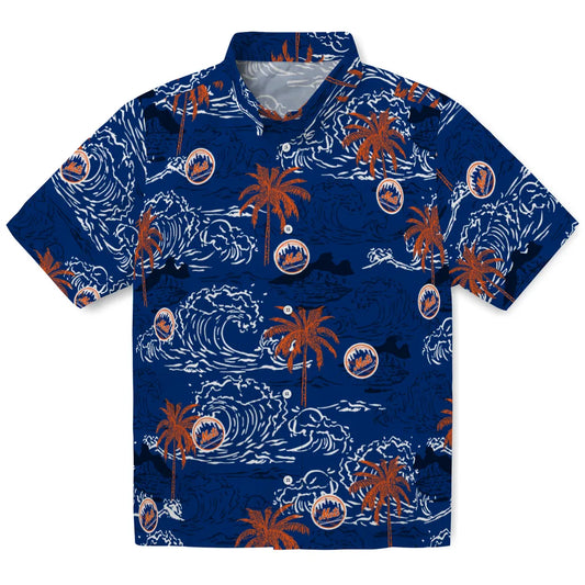 New York Mets Hawaiian Shirt - Wave Palm | Moonbestprint