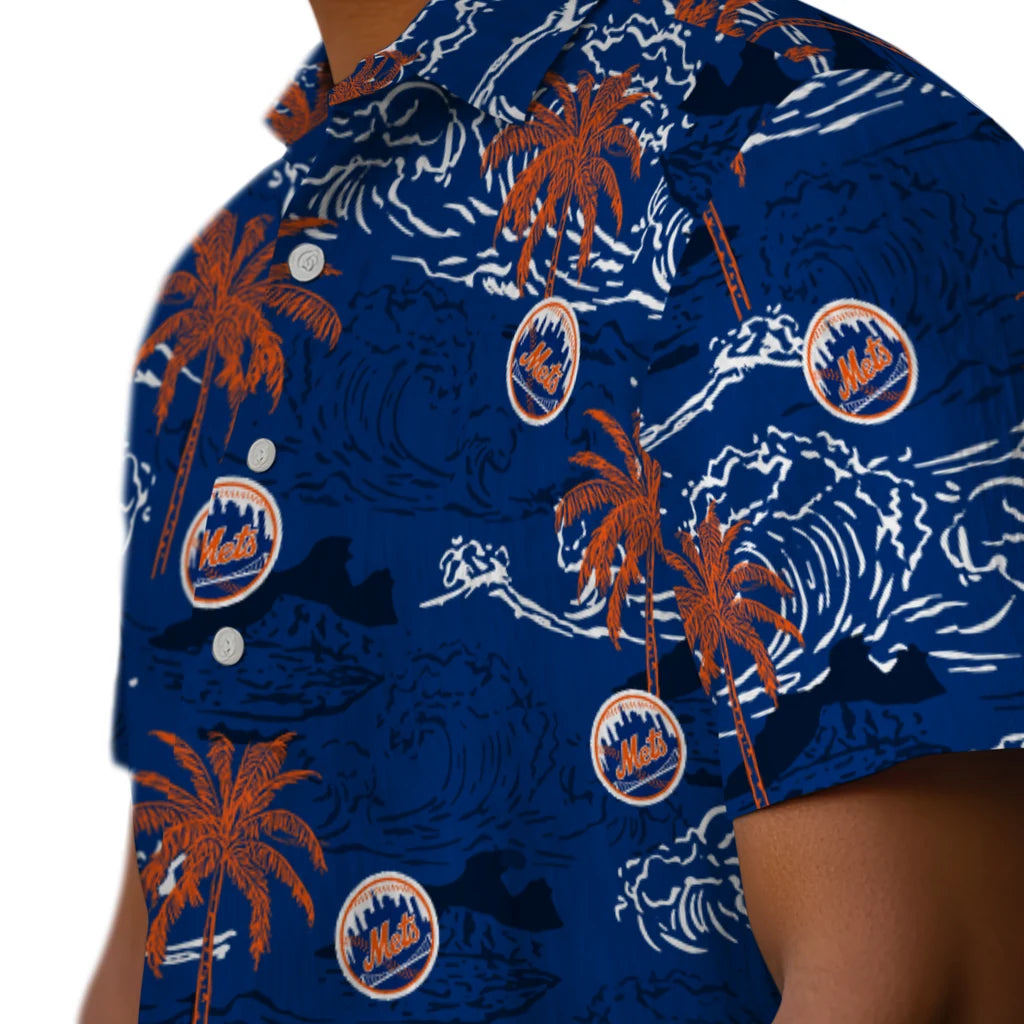 New York Mets Hawaiian Shirt - Wave Palm | Moonbestprint