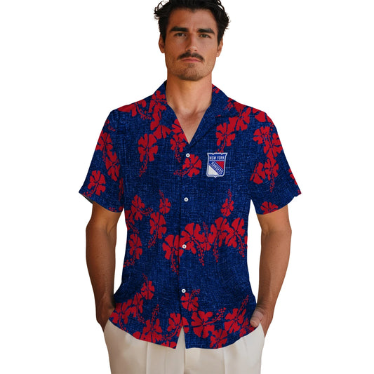 New York Rangers Hawaiian Shirt - 50th State Flower | Moonbestprint