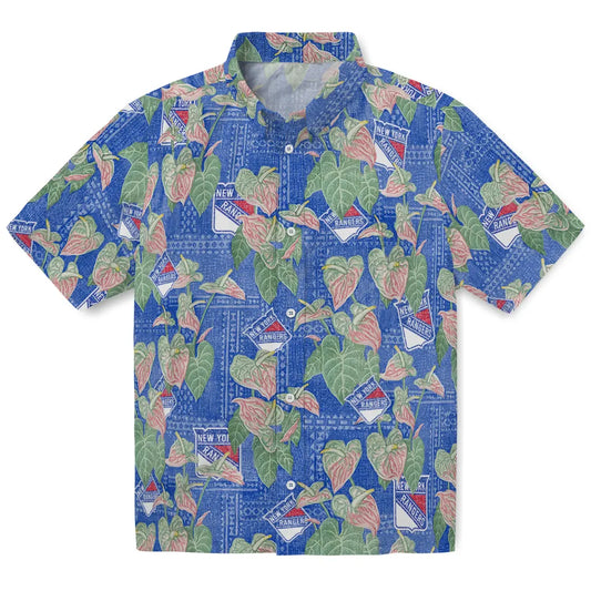 New York Rangers Hawaiian Shirt - Anthurium Overlay | Moonbestprint