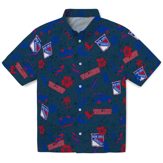 New York Rangers Hawaiian Shirt - Beach Vibe | Moonbestprint