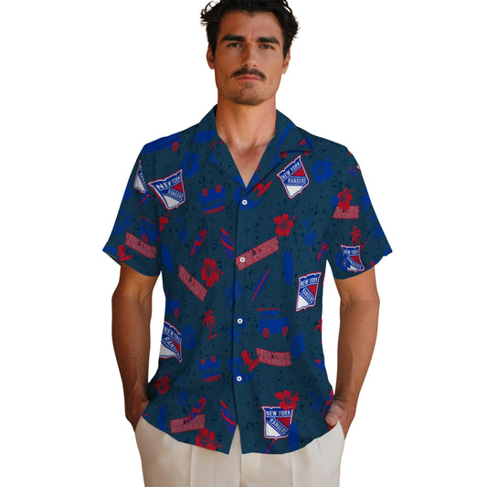 New York Rangers Hawaiian Shirt - Beach Vibe | Moonbestprint
