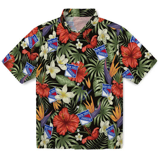 New York Rangers Hawaiian Shirt - Hawaii Floral Hibiscus | Moonbestprint
