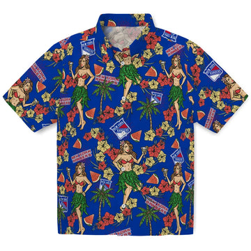 New York Rangers Hawaiian Shirt - Hawaiian Girls Design | Moonbestprint