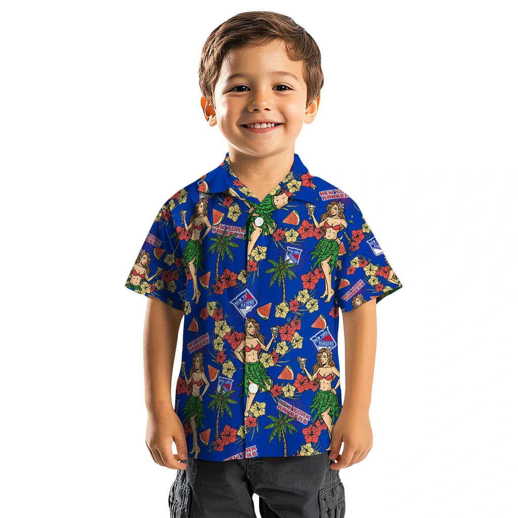 New York Rangers Hawaiian Shirt - Hawaiian Girls Design | Moonbestprint
