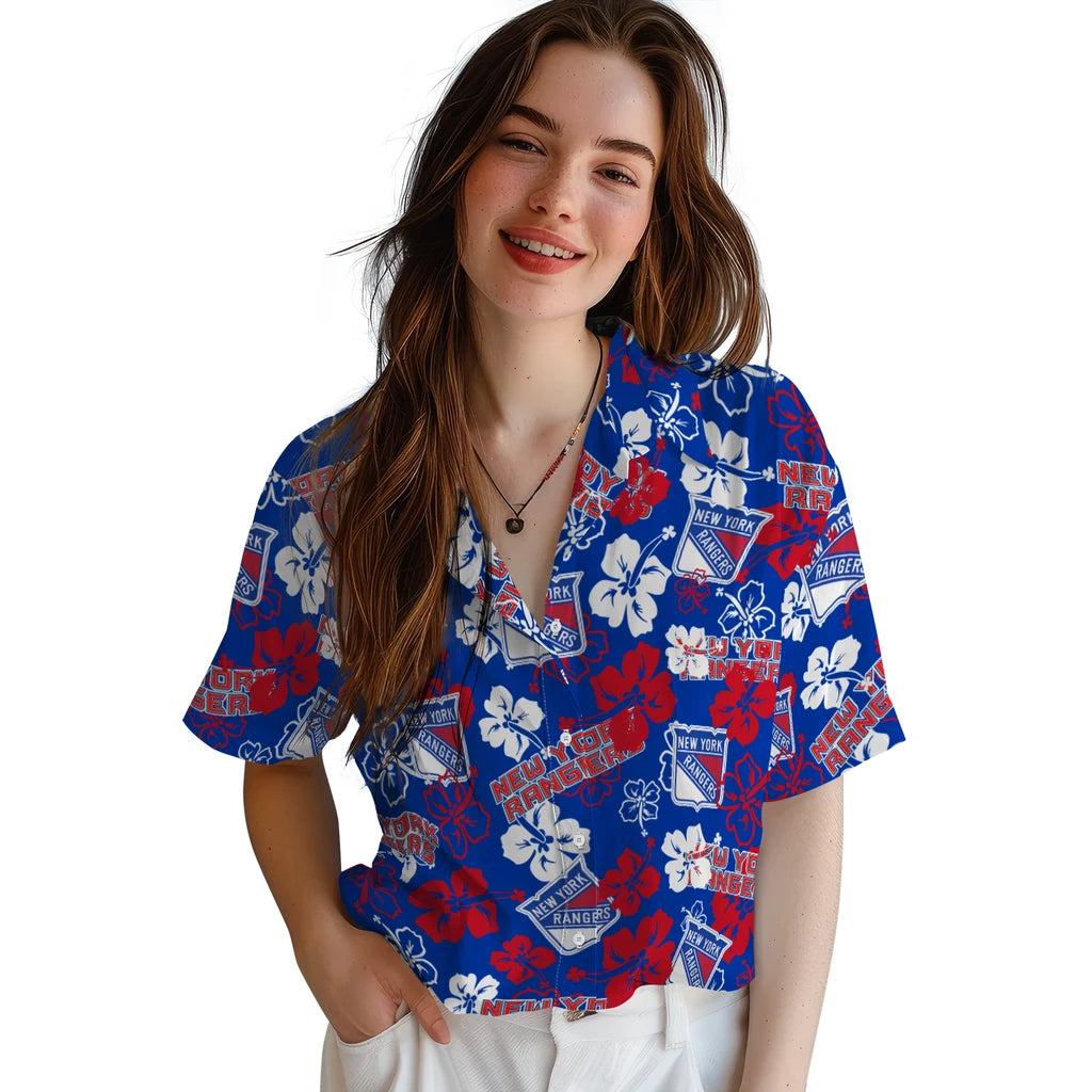 New York Rangers Hibiscus Bloom Hawaiian Shirt – Moonbestprint