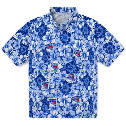 New York Rangers Hawaiian Shirt - Hibiscus Blooms | Moonbestprint