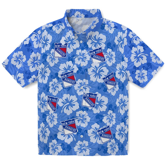 New York Rangers Hawaiian Shirt - Hibiscus Cluster | Moonbestprint