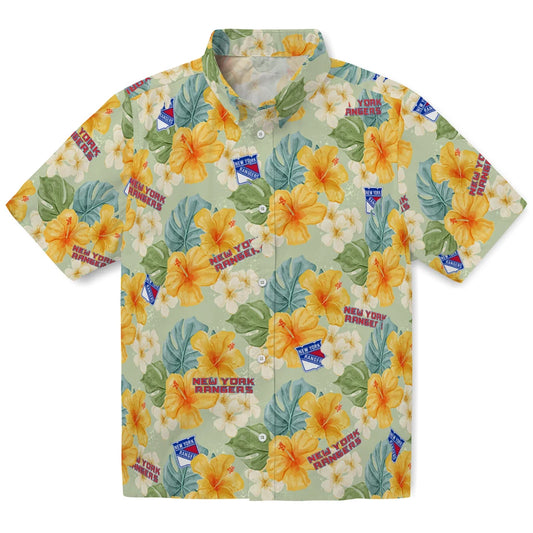 New York Rangers Hawaiian Shirt - Hibiscus Mood | Moonbestprint
