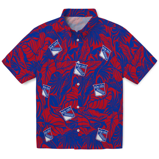 New York Rangers Hawaiian Shirt - Monstera Layer | Moonbestprint