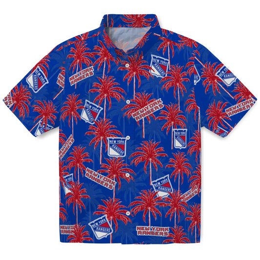 New York Rangers Hawaiian Shirt - Palm Tree Motif | Moonbestprint