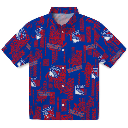 New York Rangers Hawaiian Shirt - Turtle Lines | Moonbestprint