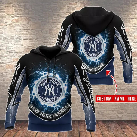 New York Yankees Custom Name 3D MLB All Over Print Hoodie -Moonbestprint