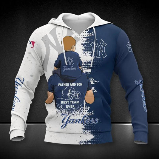 New York Yankees Dad And Son MLB All Over Print Hoodie -Moonbestprint