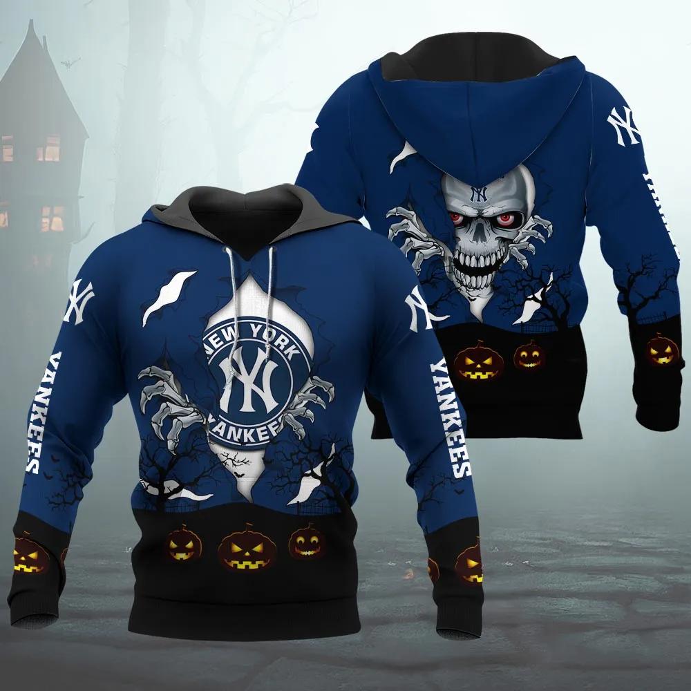New York Yankees Halloween 3D MLB All Over Print Hoodie -Moonbestprint