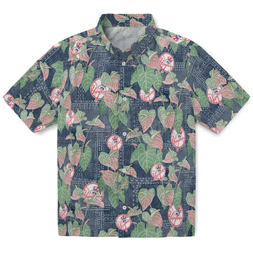 New York Yankees Hawaiian Shirt - Anthurium Overlay | Moonbestprint