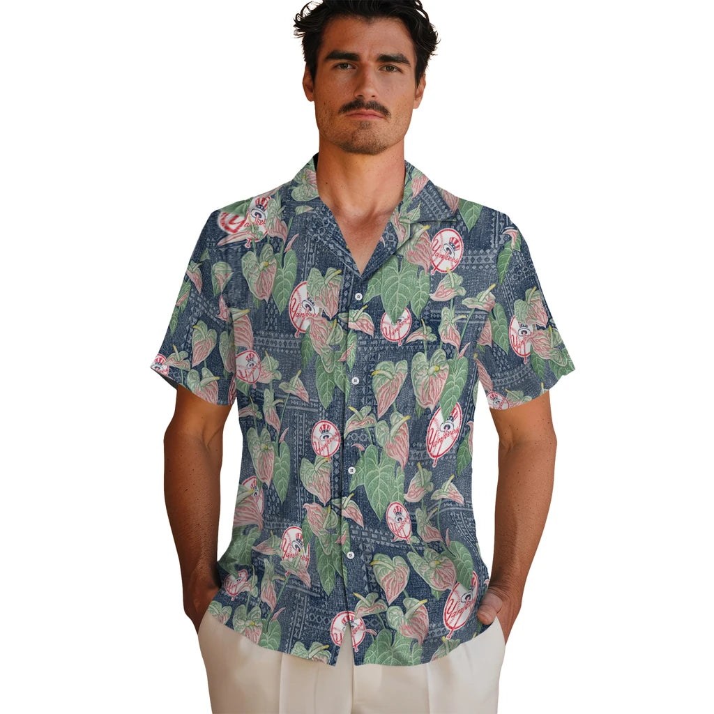 New York Yankees Hawaiian Shirt - Anthurium Overlay | Moonbestprint