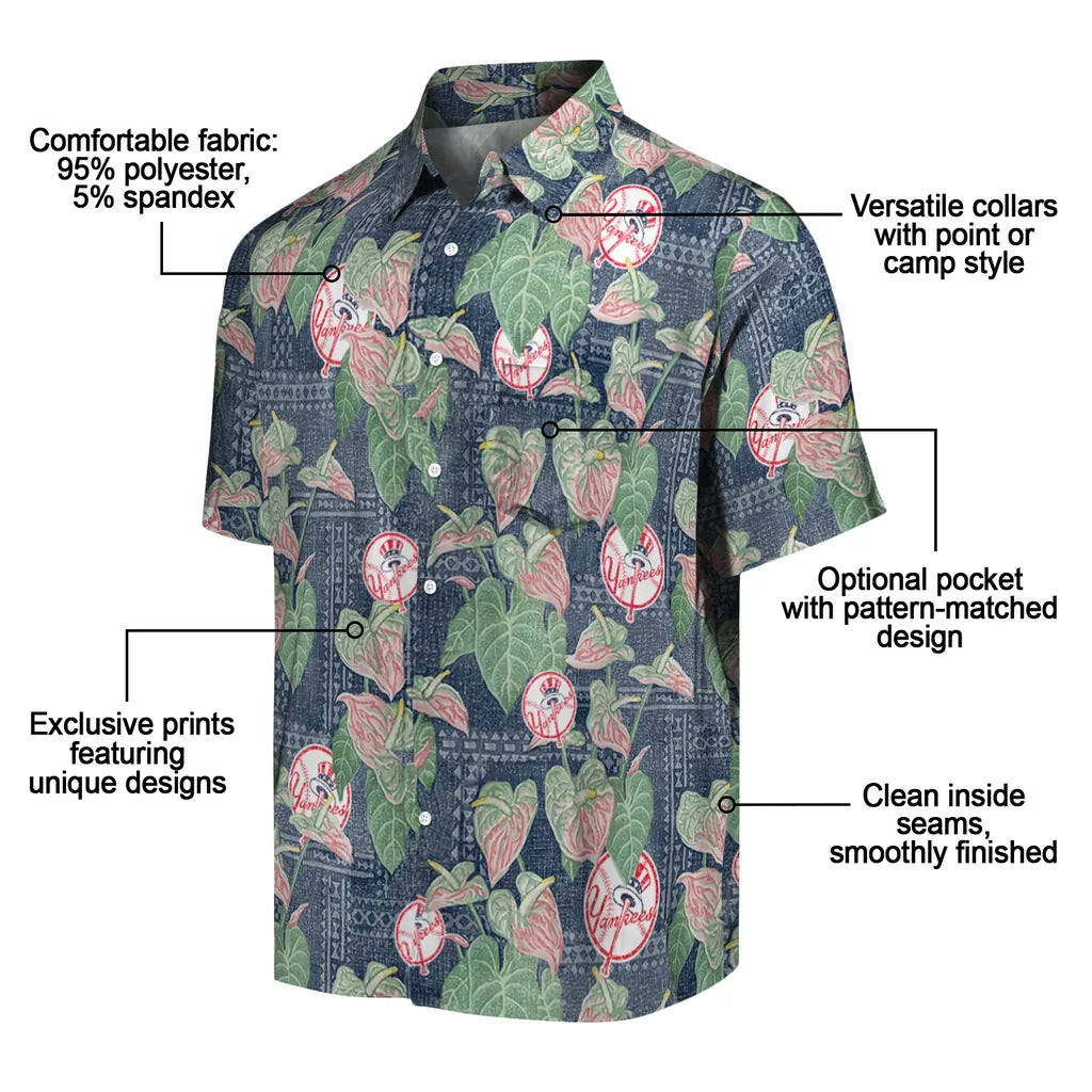 New York Yankees Hawaiian Shirt - Anthurium Overlay | Moonbestprint
