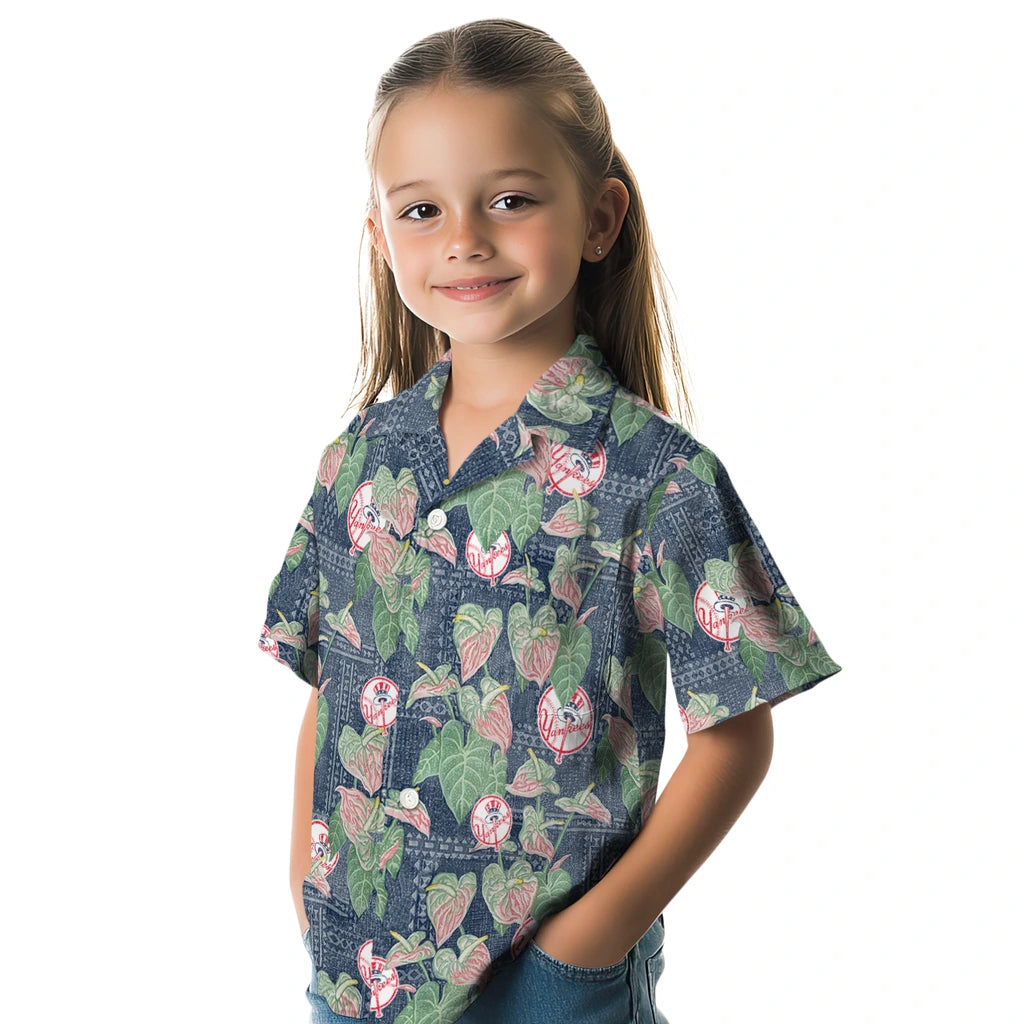 New York Yankees Hawaiian Shirt - Anthurium Overlay | Moonbestprint