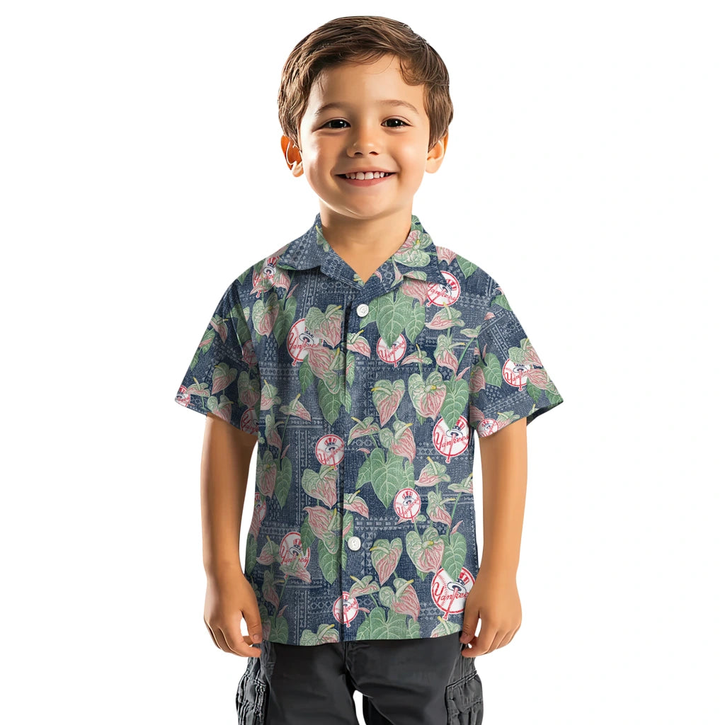 New York Yankees Hawaiian Shirt - Anthurium Overlay | Moonbestprint