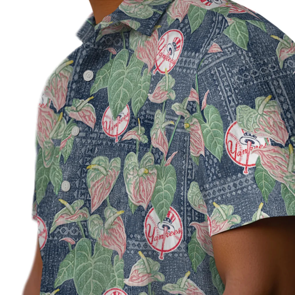 New York Yankees Hawaiian Shirt - Anthurium Overlay | Moonbestprint